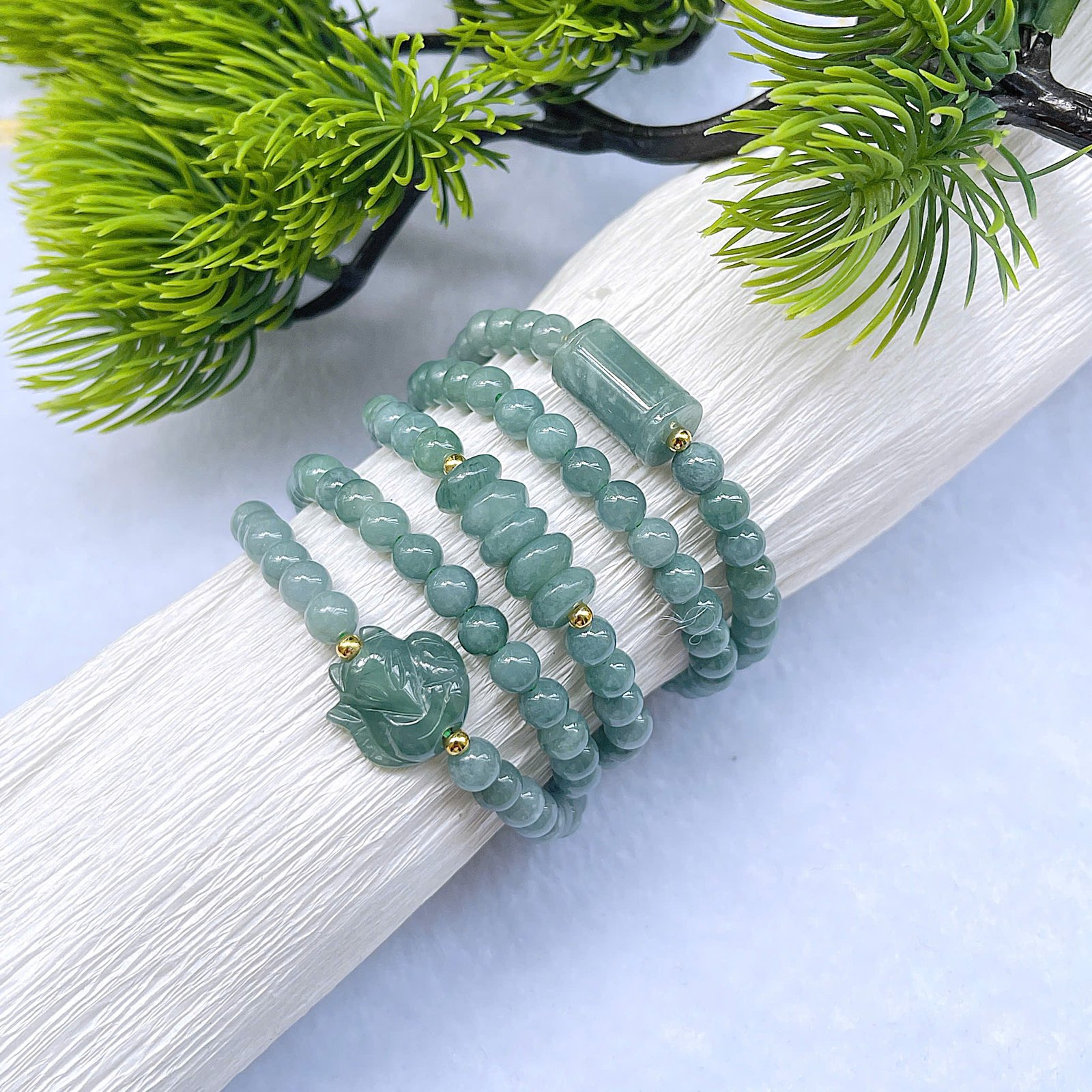 Chuỗi Lam Ngọc Quấn 5 Vòng Tay – Thanh Lịch, Sang Trọng & Đậm Chất Phong Thuỷ 💚